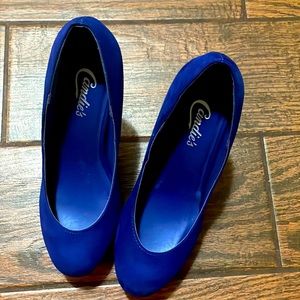 Candies Women's High Heel Pumps Shoes Size 7 Faux Suede Blue Heels. Never worn.